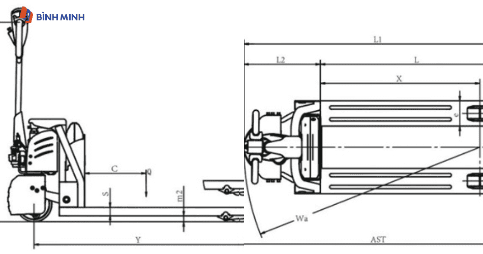 Cấu tạo xe nâng tay thấp 2 tấn