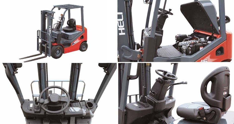 Một số bộ phận trên xe nâng dầu 1.5 tấn Heli