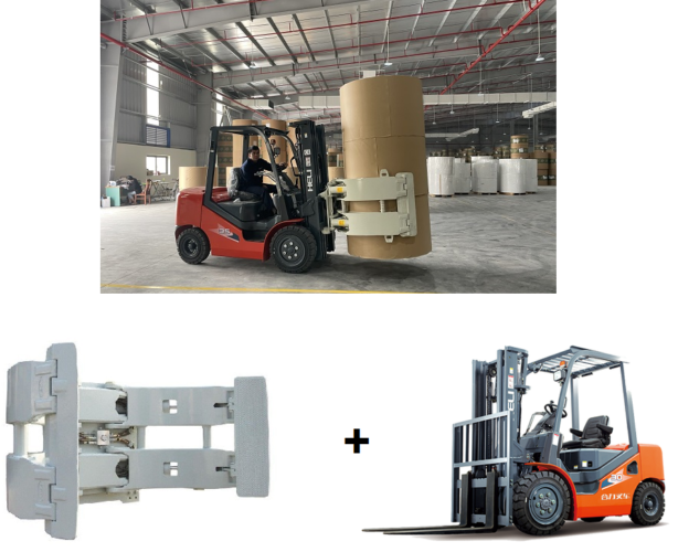 Xe nâng kẹp cuộn giấy