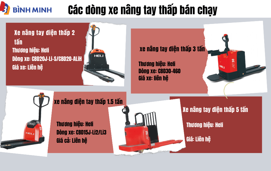 Một số loại xe nâng tay điện thấp bán chạy tại Bình Minh