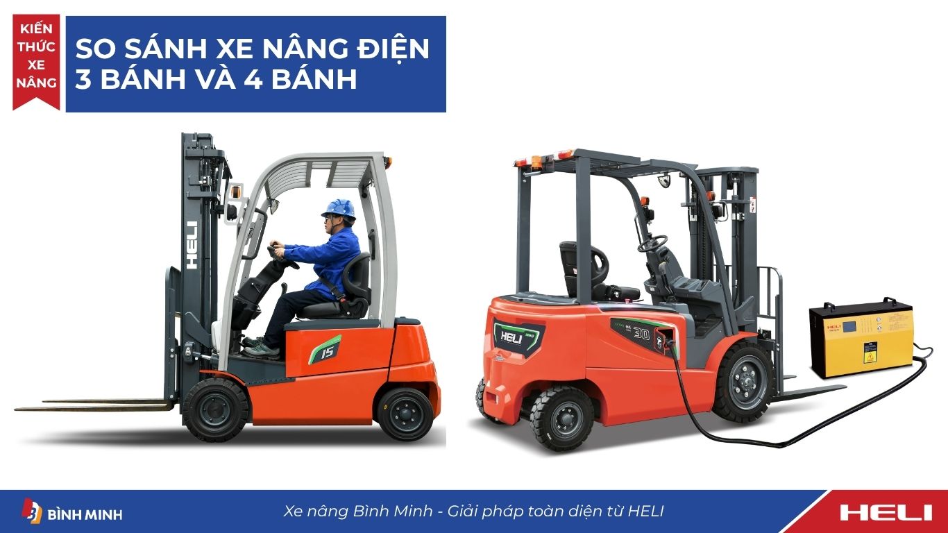 So sánh xe nâng điện 3 bánh và 4 bánh