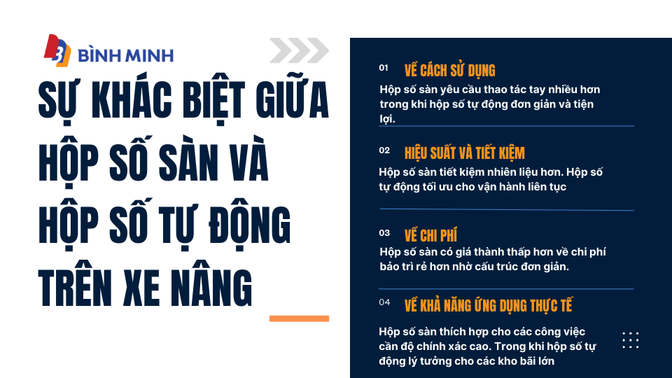 Sự khác biệt giữa hộp số sàn và số tự động trên xe nâng