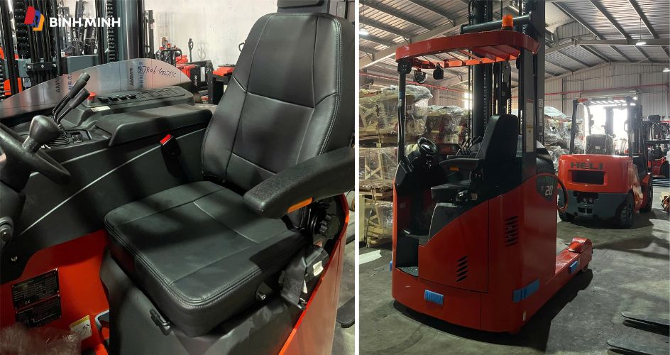 Xe nâng Reach Truck ngồi lái thoải mái hơn khi làm việc
