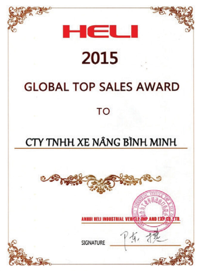 Đại lý doanh số xuất sắc toàn cầu 2015