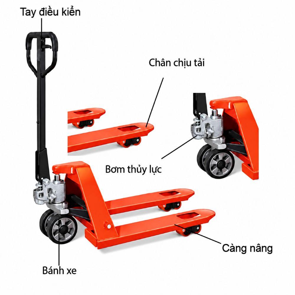 Cấu tạo đơn giản của xe nâng tay càng ngắn giúp tiết kiệm chi phí bảo dưỡng